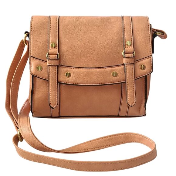 Kelly Katie Vintage Women’s Peach Faux Leather Crossbody Purse Adjustable Strap - Picture 1 of 9